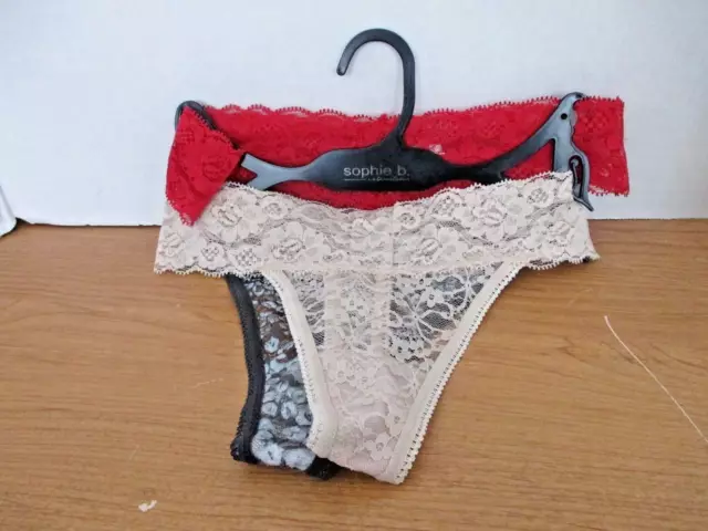SOPHIE B 5-Pack Women Sexy Sheer Floral Lace Thong Panties Underwear S M L  XL