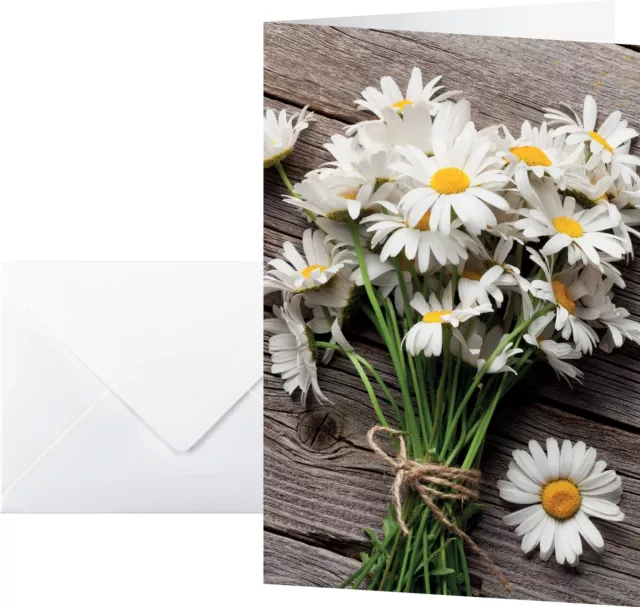 SIGEL DS105 Greeting cards, daisy motif, 11.5 x 17 cm, 10 Pieces + 10 envelopes,