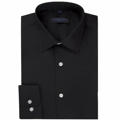 Andrew Fezza Men's Slim Fit Long Sleeve Solid Cotton Dress Shirt -Closeout Price