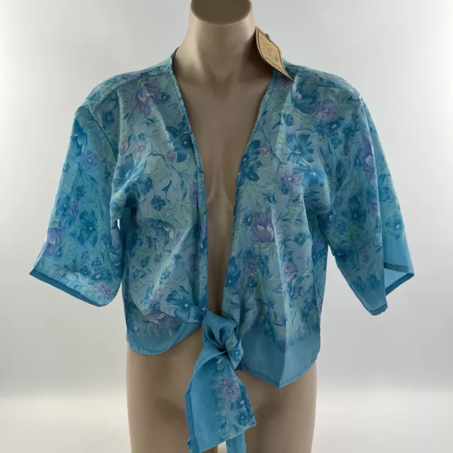 Tree Of Life Womens Top Tie Front One Size Blue NWT Boho