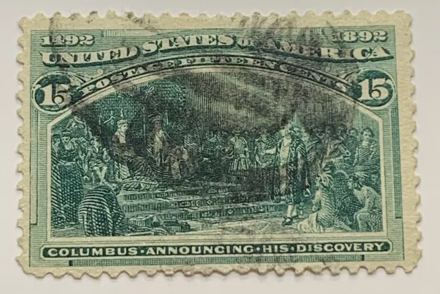 Signed 1893 Us 15C Stamp #238 Michel #81 Columbian Exposition