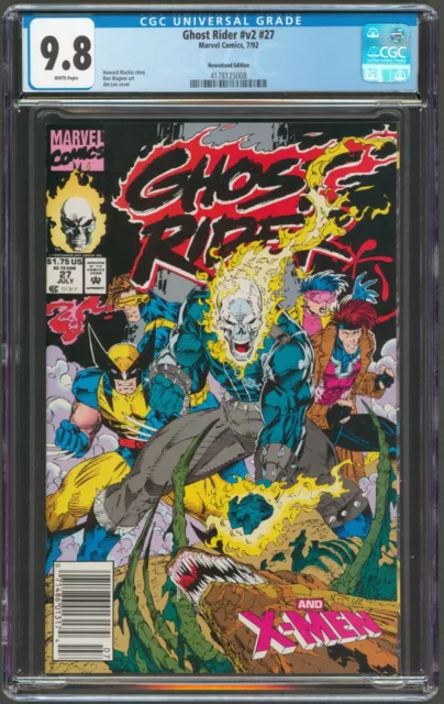 Ghost Rider #27 Newsstand CGC 9.8 NM+/MT WP Jim Lee X-Men 1992 Marvel Comics