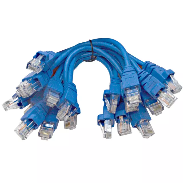 10 Pack of 6 inch CAT5e UTP Patch Cables - RJ45 Ethernet 8 Wire Cords Blue