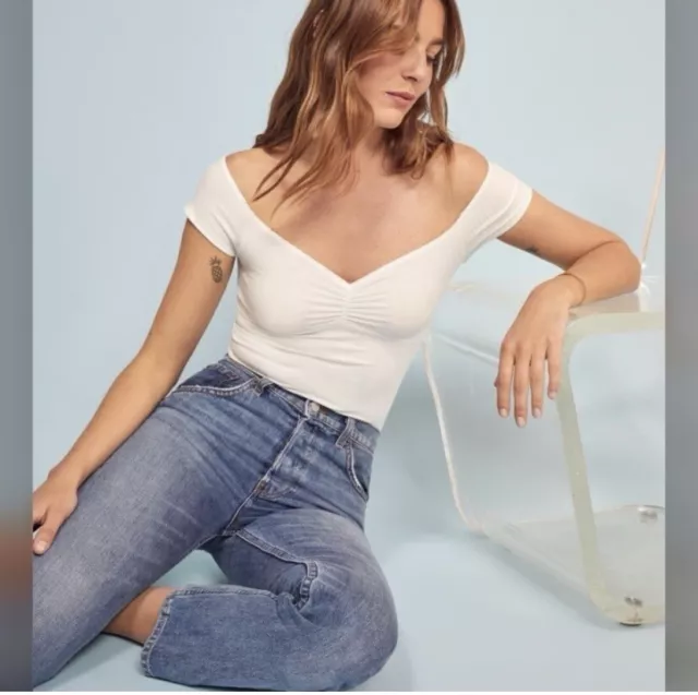 Reformation White Arabella Off The Shoulder Top Xs