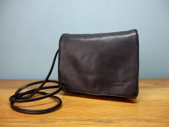 CASSIS small soft black leather handbag with skinny adjustable strap