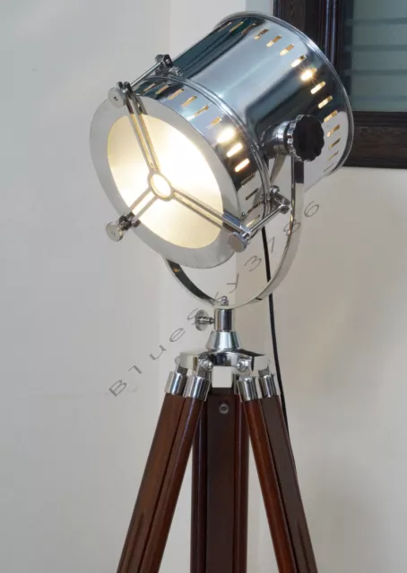 Vintage Designer Nautical Tripod Floor Lamp - Industrial Searchlight Floor Lamp