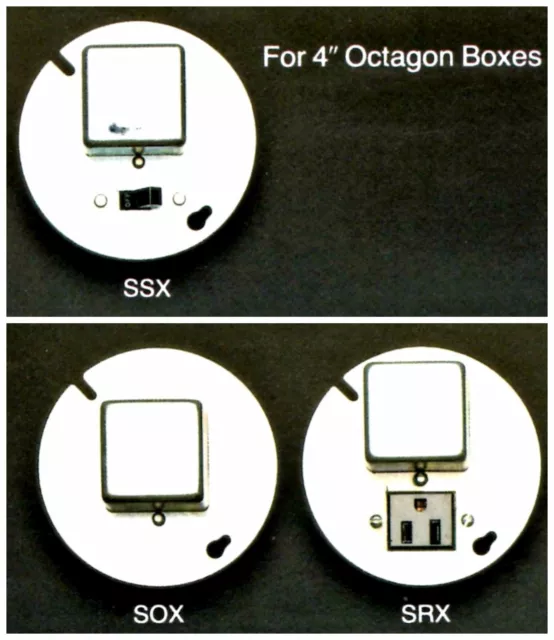 BUSSMANN Box Cover Unit SOX for Plug Fuses 4" Octagon 15A 125V NOS New Old Stock