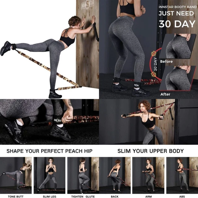 INNSTAR Booty Resistance Band Glute Cord Cable Machine for 100 LBS, 100 LBS