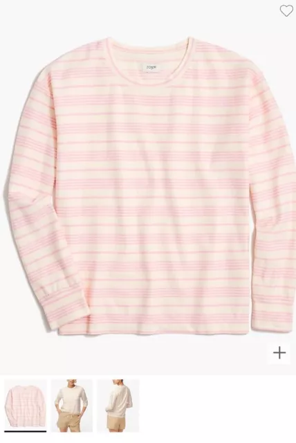 New J Crew Womans Striped Crewneck Sweatshirt - Azalea Lightweight  Terry- XL