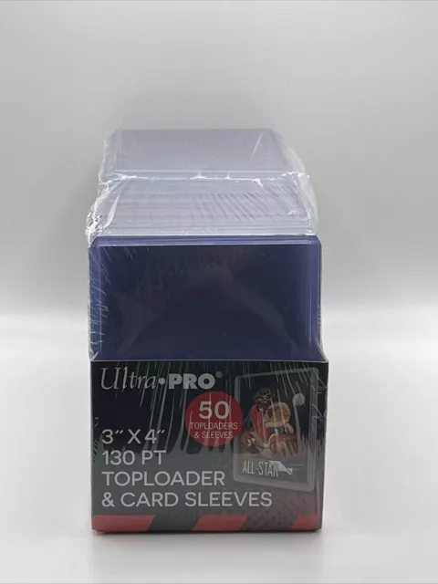 Ultra Pro 3X4 Super Thick Toploaders 130pt Point 1 Pack of 50 WITH SLEEVES