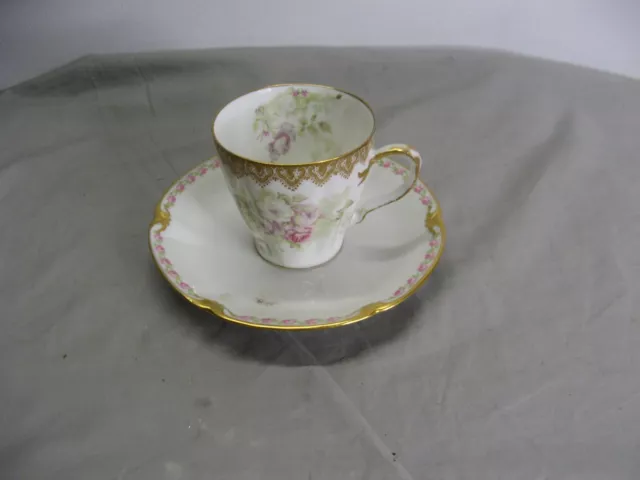 Belle tasse en porcelaine ancienne Haviland et sous-tasse GDA vers 1900-1930