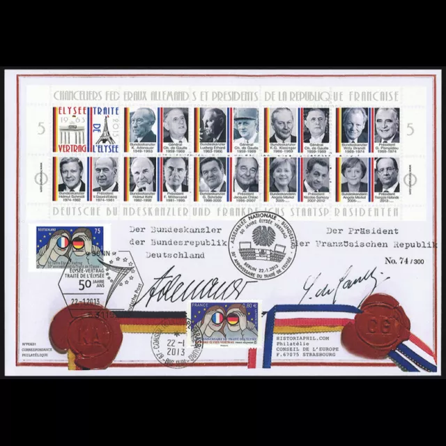 PE631: 2013 Maxi-FDC France - Allemagne Traité Elysée Chanceliers et Présidents