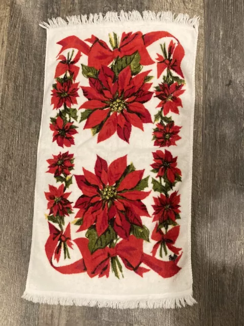 Vintage Holiday Royal Terry Poinsettia Christmas Terrycloth Hand Or Dish Towel