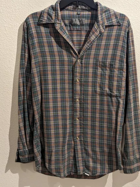 Lord And Taylor Medium Shirt L/S Malcolm Plaid Blue Gray Cotton