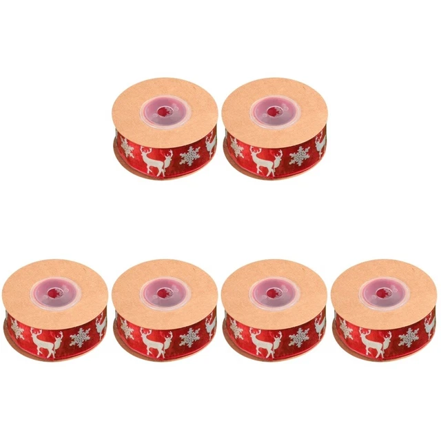 6 Pcs Polyester. Snowflake Deer Ribbon Stocking Stuffers Christmas Printed