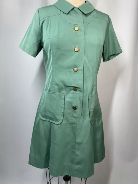 Vintage Girl Scouts Uniform Dress Cadet Green ADULT SIZE 10 MED LARGE 1960s MOD 3