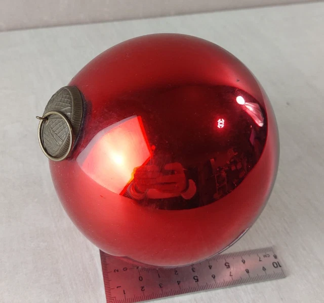 ANCIENNE BOULE DE NOEL GRAPPE DE RAISIN EN VERRE EGLOMISE 18