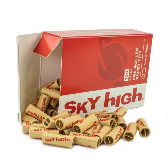 Sky High Pre-Rolled Paper Tips 7mm x 18mm - 300 Natural Cigarette Filter Tips 2