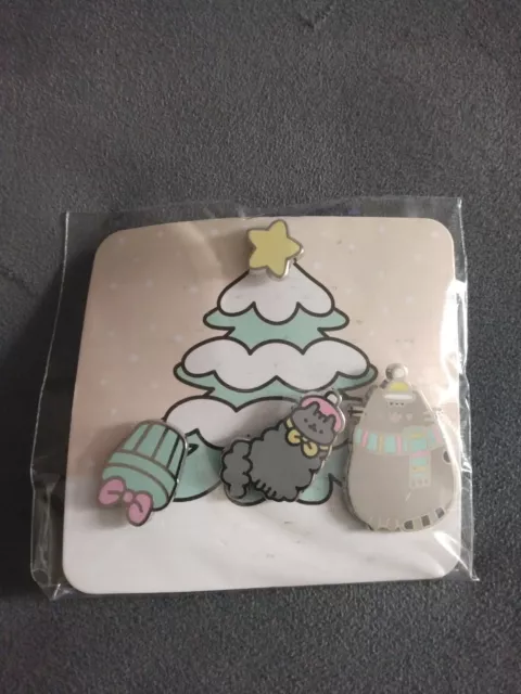 New! PUSHEEN Box Winter 2017 HOLIDAY PIN SET four collectible enamel pins