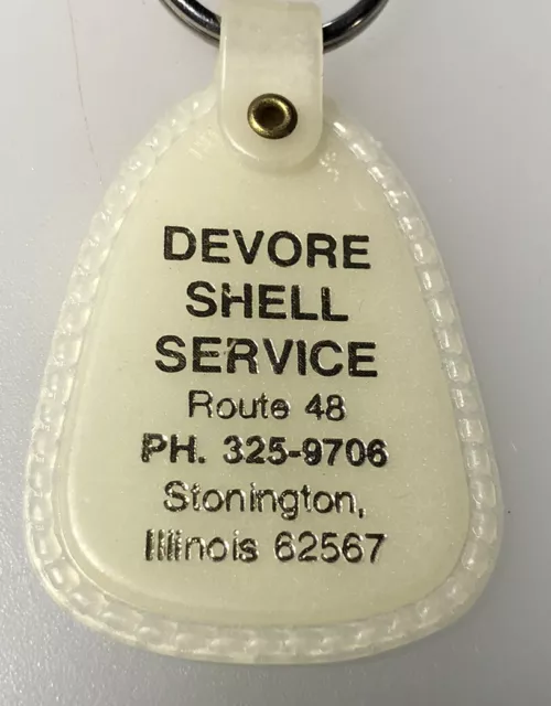 Stonington IL Devore Shell Service Illinois Gas Station Oil Vintage Keychain