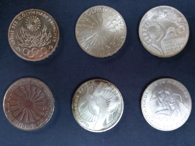10 Deutsche Mark, Silbermünzen , Olympiade 1972 München, Satz 6 St.