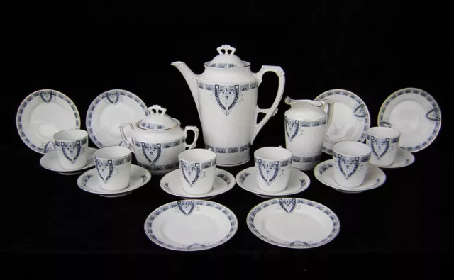 Antik Porzellan Kaffeeservice für 6Pers KPM Krister Waldenburg 1904-1927