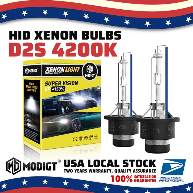 2Pcs D2S 4200K HID Xenon Replacement Low/High Beam Headlight Lamp Bulbs White