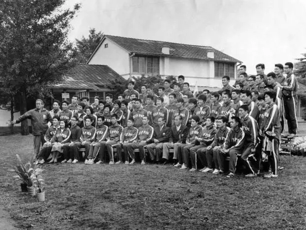 Japan Athletic Team Members Pose For Photographs As They Enter 1964 Old Photo