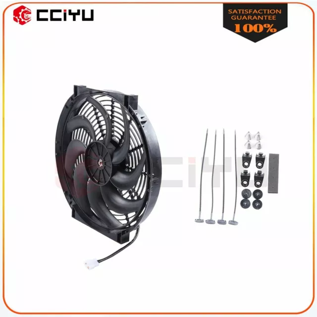 Cooling Fan Universal Plastic Electric Engine 14" Inch 12V Pull Push 1400CFM