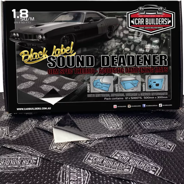 Car Builders BLACK LABEL Rubber Sound Deadener Dampening Mats Floor pan Pack