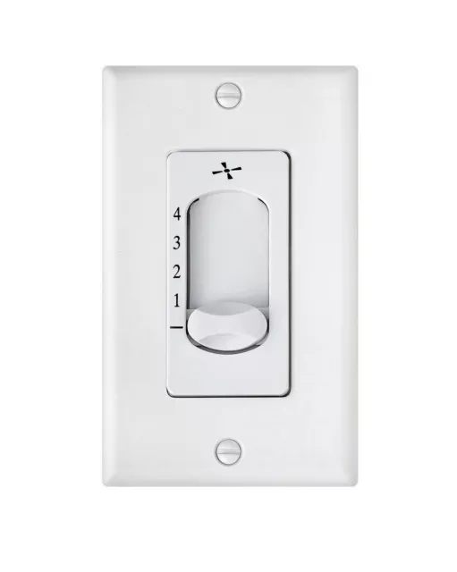 Accessory - 5.25 Inch 4 Speed Slide Wall Control-White Finish - Ceiling Fans -