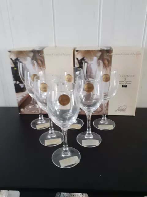 Cristal d'Arques  6 verres a vin blanc ou a porto modèle vicomte  en boîte neuf