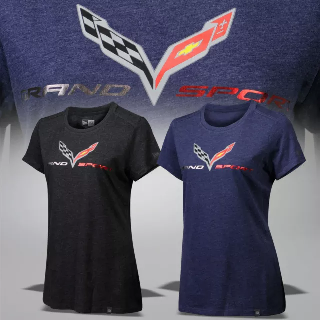 2017-2019 Corvette C7 Womens Grand Sport Script & Crossed Flags T-Shirt 637655