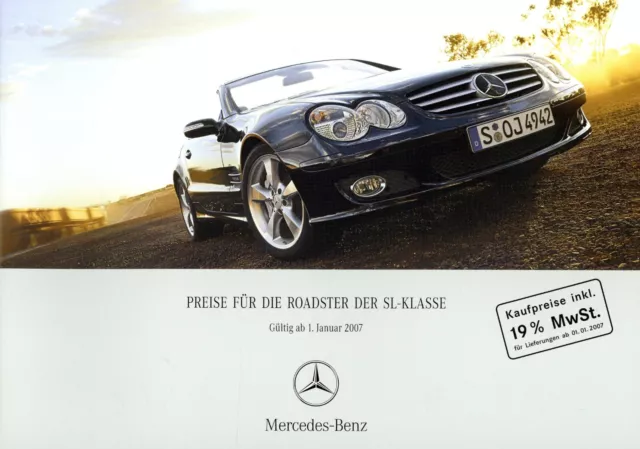 Mercedes SL Preisliste 2007 1.1.07 D 350 500 600 55 65 AMG price list prislista