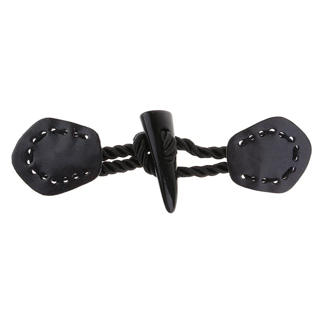1 Set Lederhorn Toggle Verschlussknopf Mantel Jacke Duffle DIY Nähen Schwarz