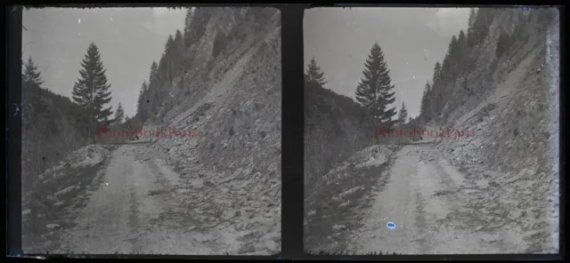 Mountain Road c1930 Photo NEGATIVE Stereo Glass Plate Vintage V21T8n2