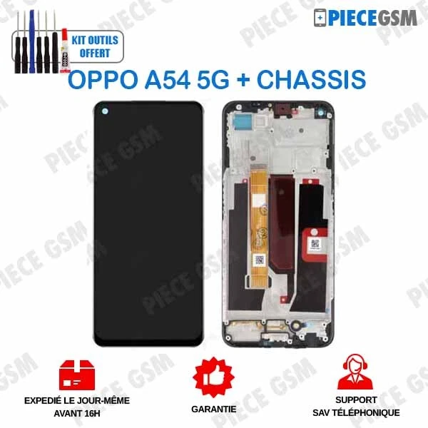 ECRAN LCD + VITRE TACTILE + FRAME pour OPPO A54 5G + outils + colle B7000