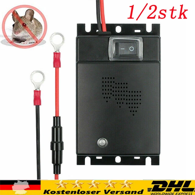 Marderschreck Auto – Ultraschall- & Blinklicht-Abwehr Für Motorraum | 12V Batteriebetrieb, Automatischer Start/Stop | 2 Stück Set