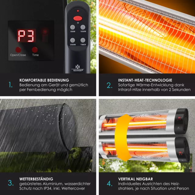RETOURE Infrarotstrahler 2500 Watt Heizstrahler Terrassenstrahler Fernbedienung 3