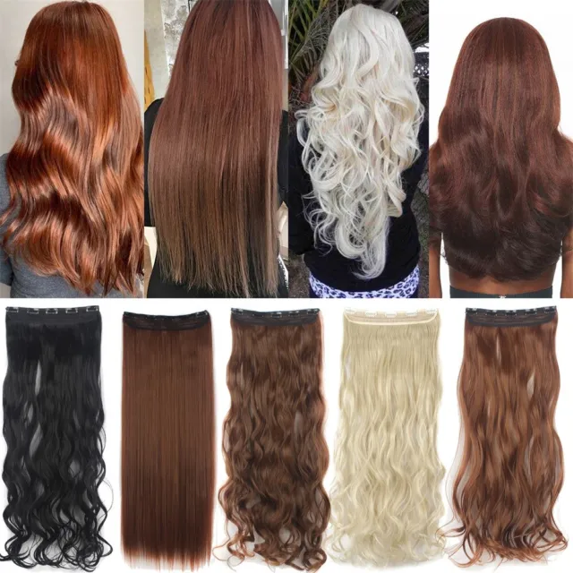 One Piece THICK 100% Real Natural Clip in Synthetic Hair Extensions Full Head LZ 2