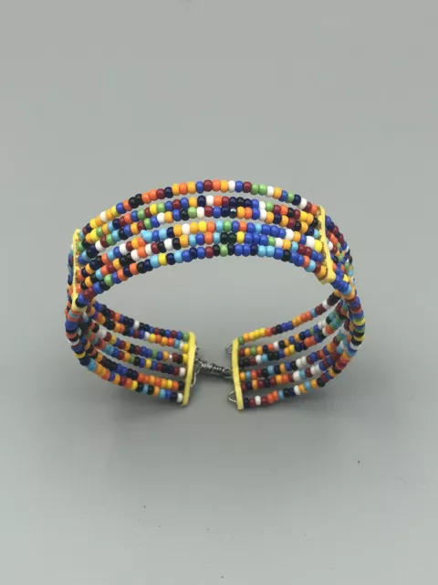 African Handmade Maasai Beaded Colorful Bracelet Rainbow Bangle Boho Tribal S