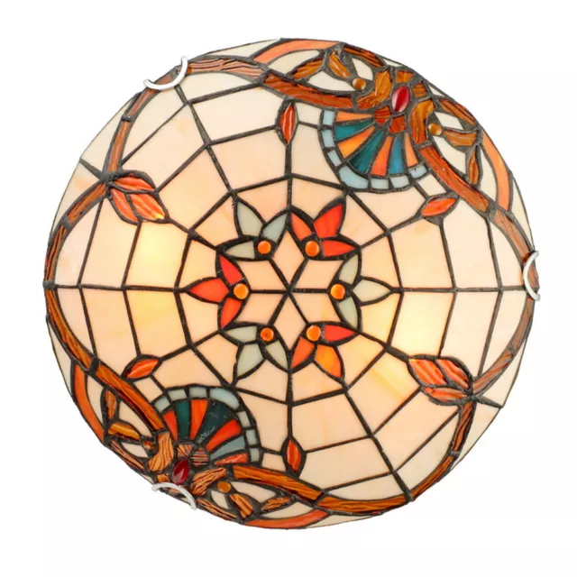 Gorgeous Flower Tiffany Stained Glass Flush Mount Ceiling Light Baroque Lamp 3