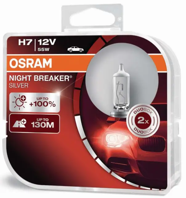 2x H7 12V 55W PX26d NIGHT BREAKER® SILVER +100% 2 St. OSRAM