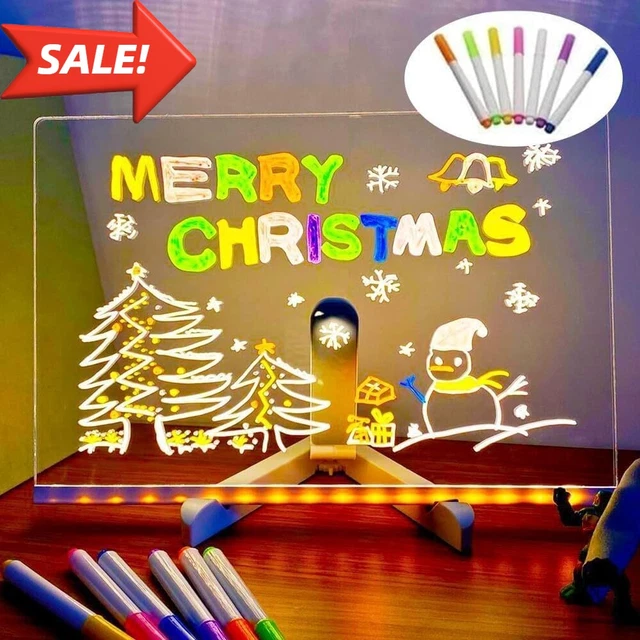 LED BOARD+7 COLOR Pen Magic Note Board Glowing Acrylic Message Marker ...