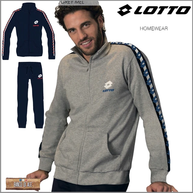 LOTTO Home Tuta da uomo leggera in felpa non garzata in cotone con zip tasche