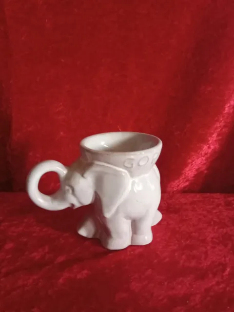 1968 FRANKOMA Pottery First Year Political Mug GOP Elephant White 4"