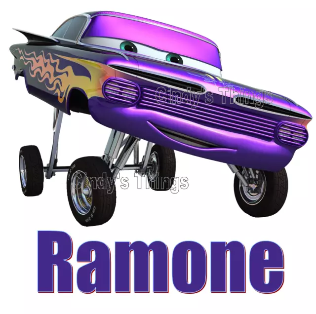 Cars Ramone T shirt Iron on light  Fabric Transfer 8x10- 5x6 -3x3