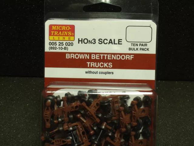 MICRO-TRAINS 005 25 020 HOn3 SCALE BETTENDOF TRUCKS 890 BROWN 10 PAIR BULK PACK