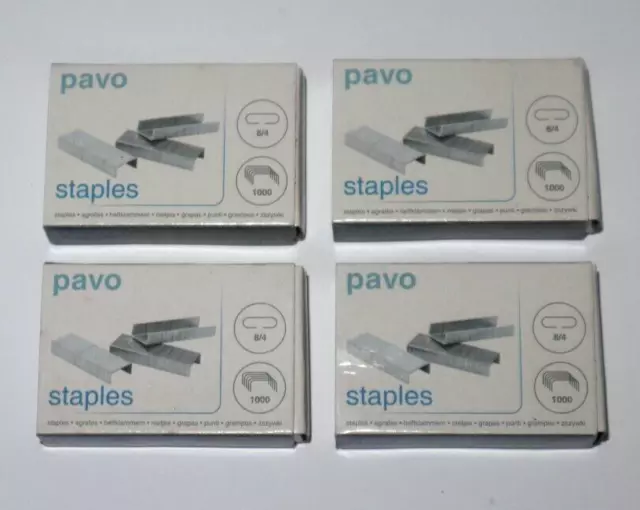 Lot 4 Boite 1000 Agrafes 8/4 Pavo Fourniture de Bureau Box Staples NEUF