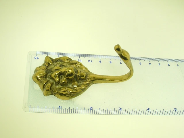 Vintage Solid Brass Lion Head Wall Coat Hook-3 1/2" Tall More Then One Available 8